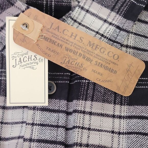 Jachs. Flannel. Black, Gray and White Plaid Button-Up Shirt. Size LT. NWT - Picture 8 of 9